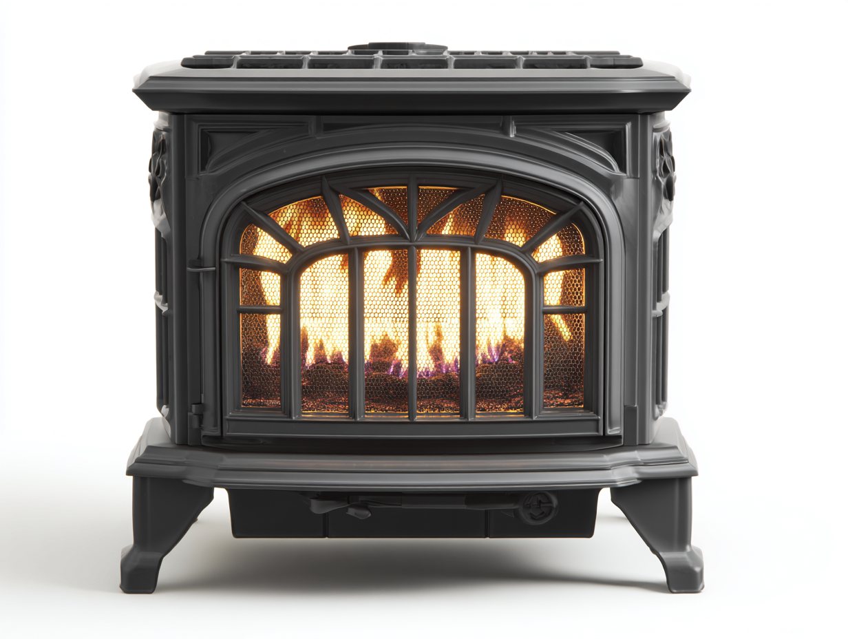 Cheminée à gaz décorative en métal 70x45x75 cm - noir - style classique