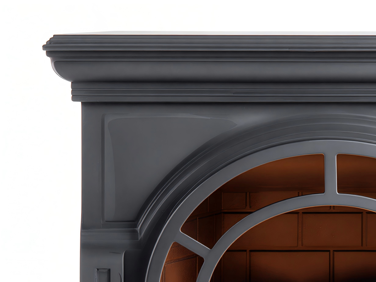 Cheminée à gaz décorative en métal 95x38x105 cm - noir - façade arquée