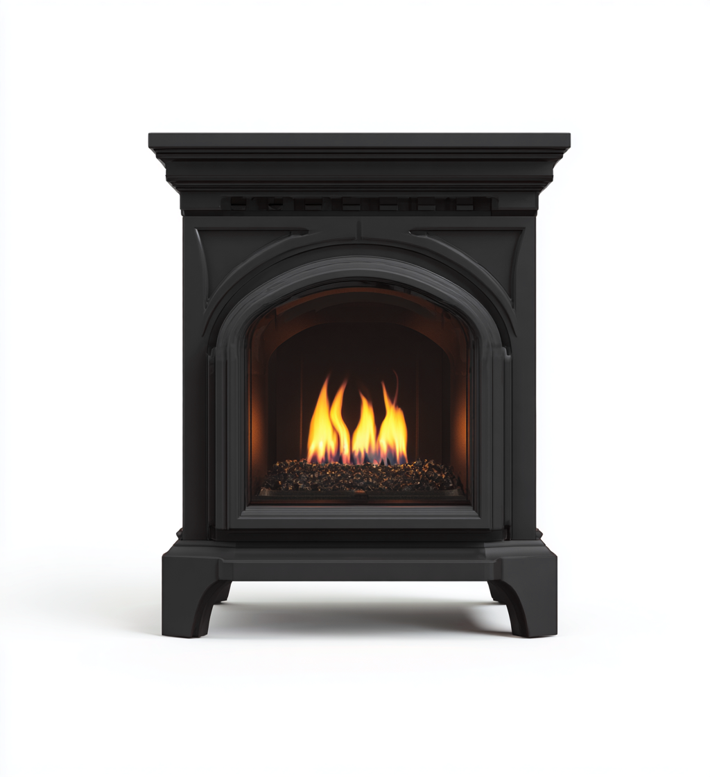 Cheminée à gaz - métal 75x40x90 cm - noir - style classique