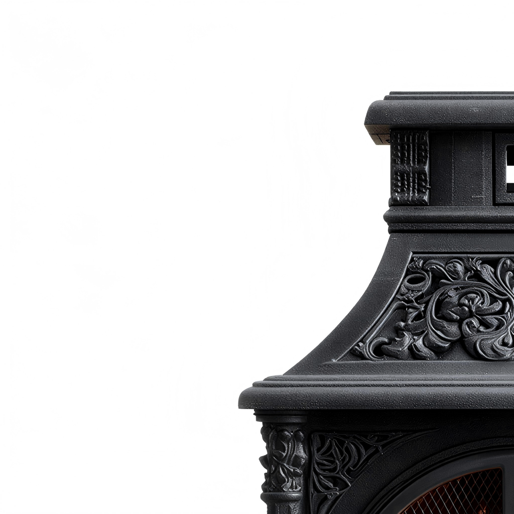 Poêle à bois en fonte 70x45x110 cm - noir - foyer traditionnel