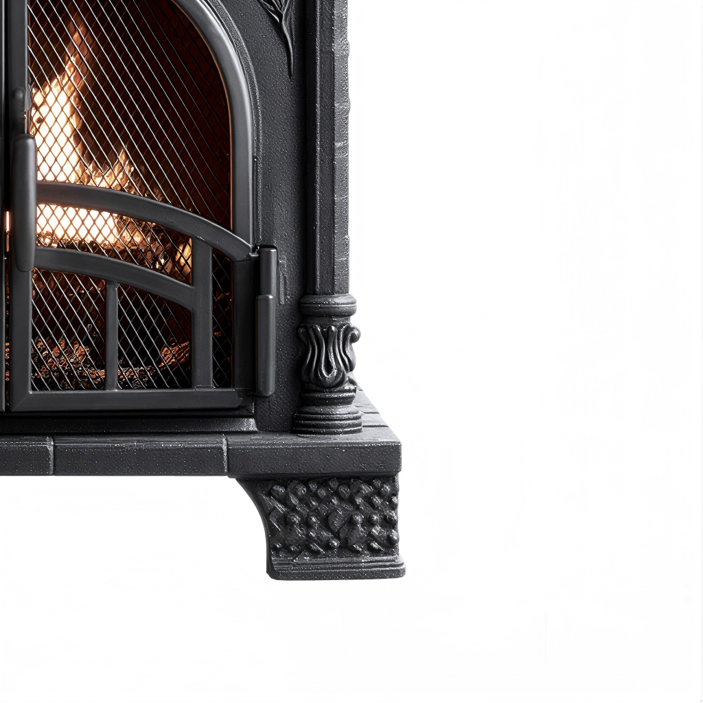 Poêle à bois en fonte 70x45x110 cm - noir - foyer traditionnel