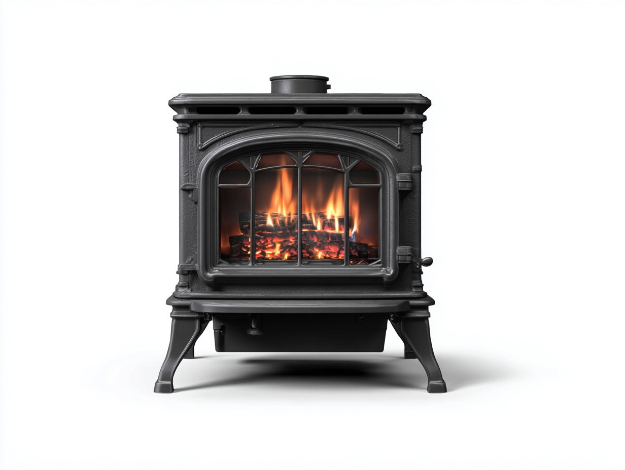 Cheminée à gaz décorative en métal 58x38x70 cm - noir - style classique