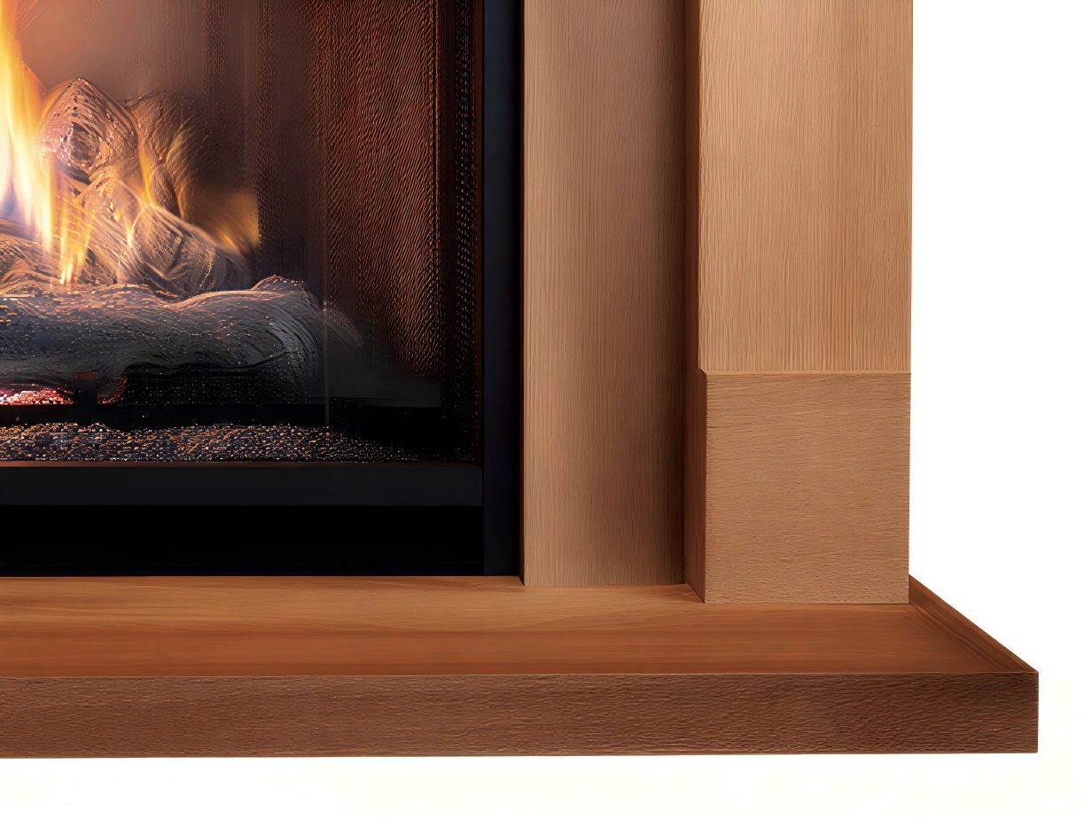 Cheminée à gaz décorative en bois 118x36x95 cm - chêne clair/noir - style classique