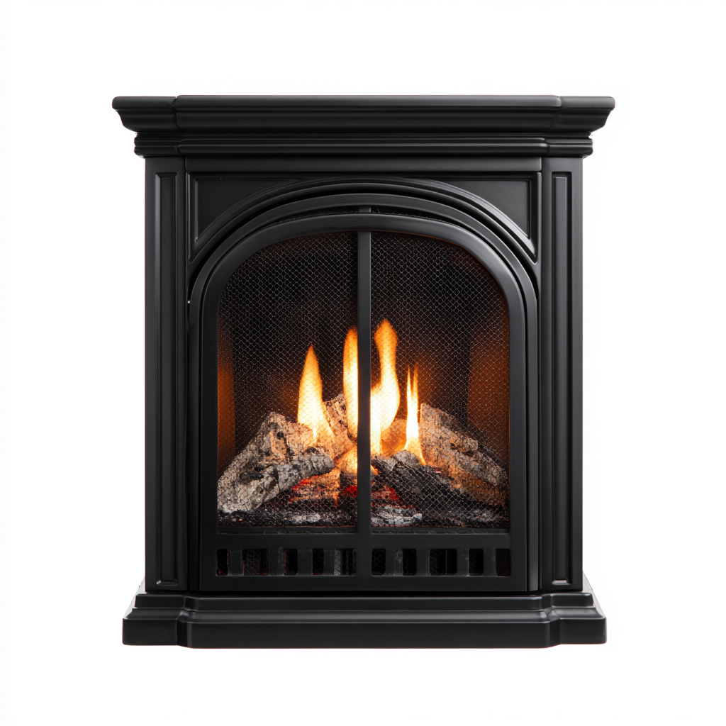 Cheminée à gaz - métal 60x38x75 cm - noir - style classique