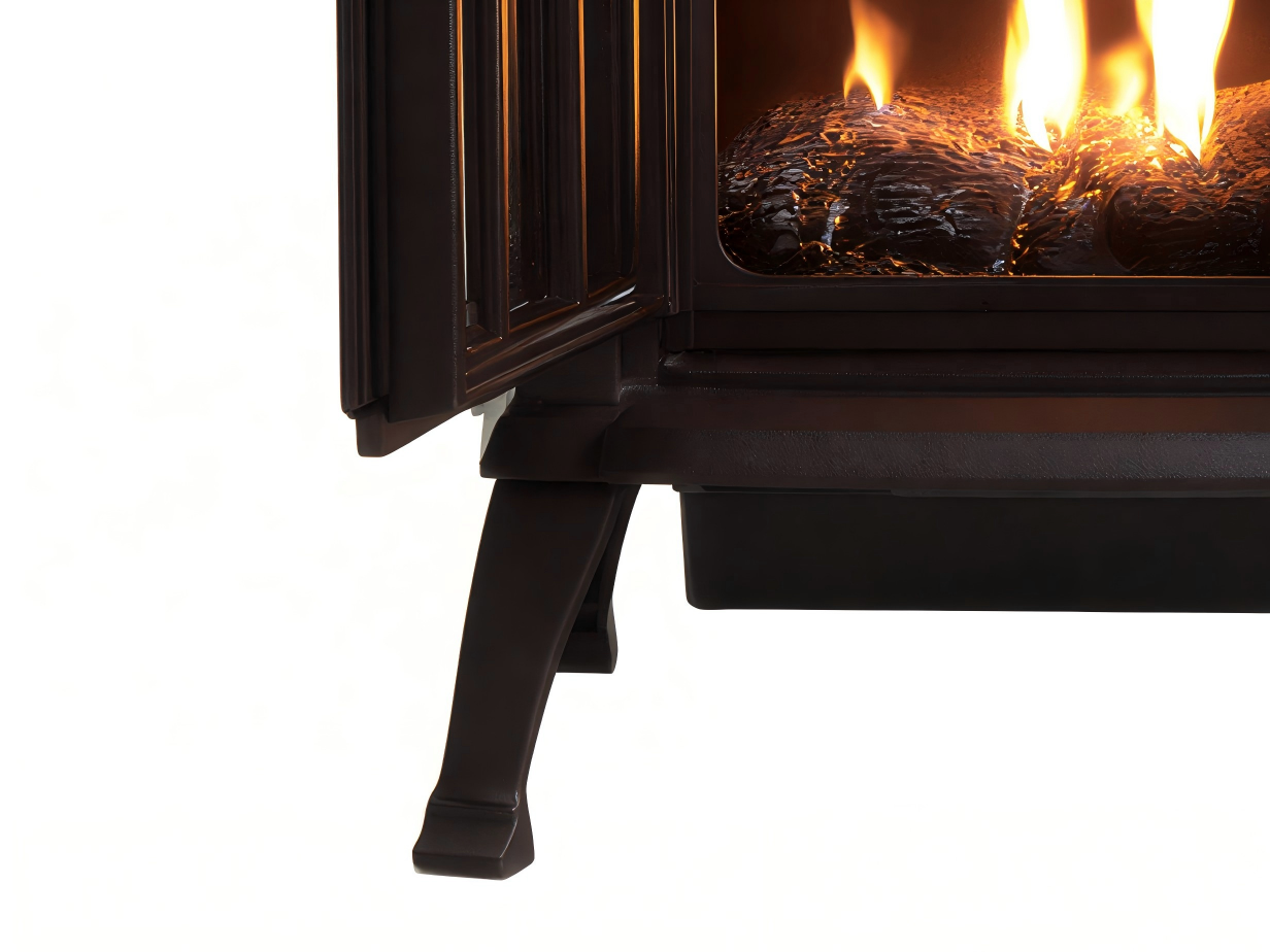 Cheminée à gaz décorative en métal 62x40x88 cm - noir - style classique