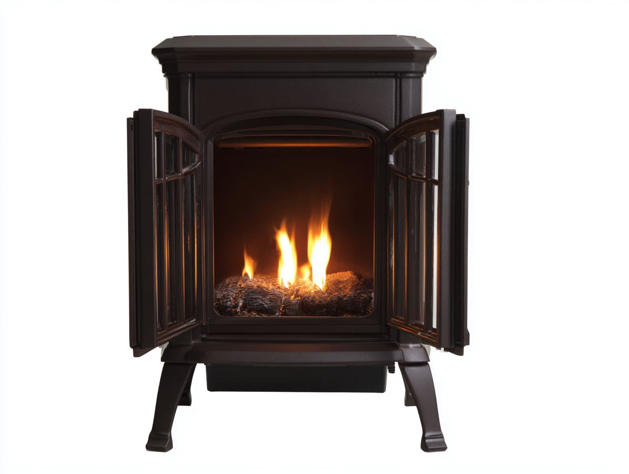 Cheminée à gaz décorative en métal 62x40x88 cm - noir - style classique