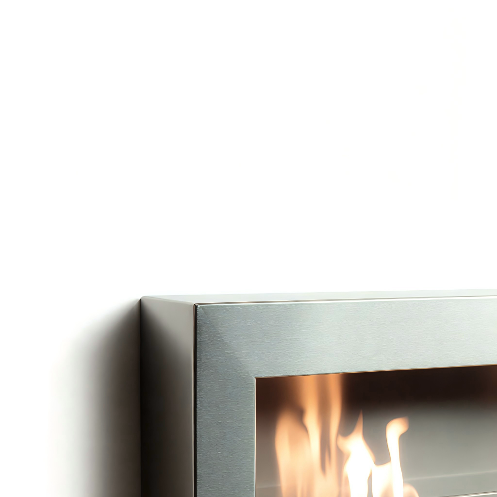 Cheminée au bioéthanol murale cadre métal 88x16x40 cm - gris - design minimaliste