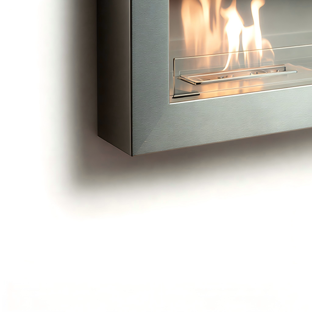 Cheminée au bioéthanol murale cadre métal 88x16x40 cm - gris - design minimaliste