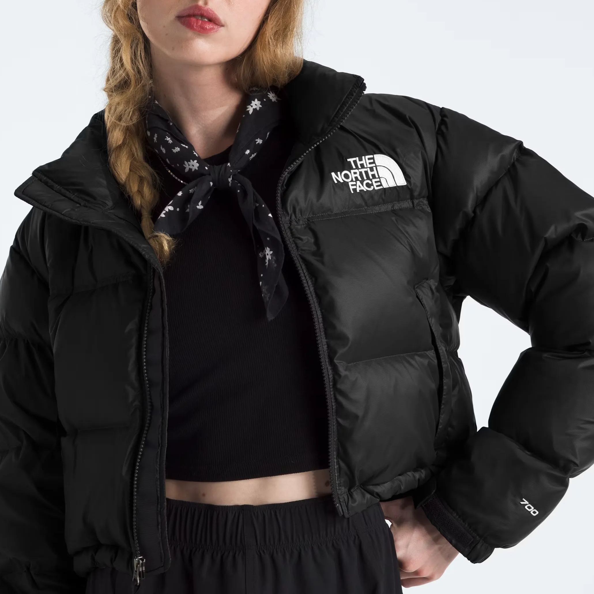 Women’s Nuptse Short Jacket-TNF Black/TNF Black/Recycled down