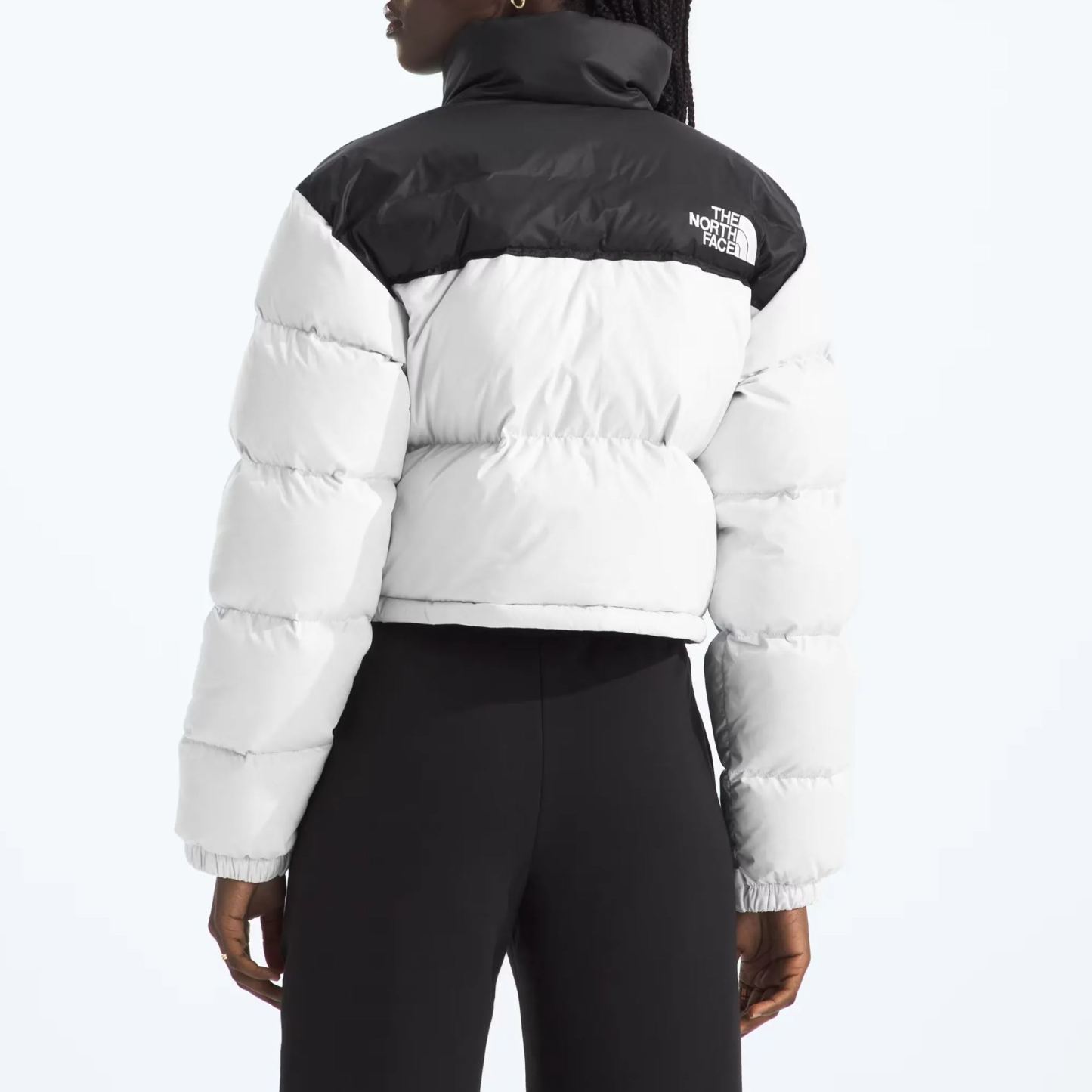 Women’s Nuptse Short Jacket-White Dune/TNF Black