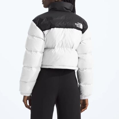 Women’s Nuptse Short Jacket-White Dune/TNF Black