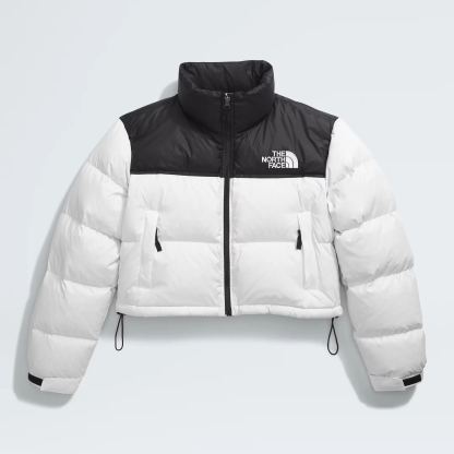 Women’s Nuptse Short Jacket-White Dune/TNF Black