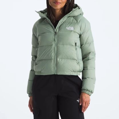 Women's Short Down Hoodie-Slate Moss