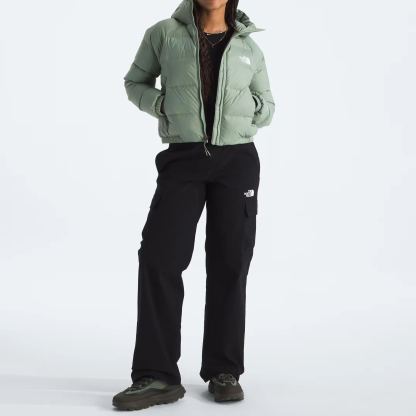 Women's Short Down Hoodie-Slate Moss