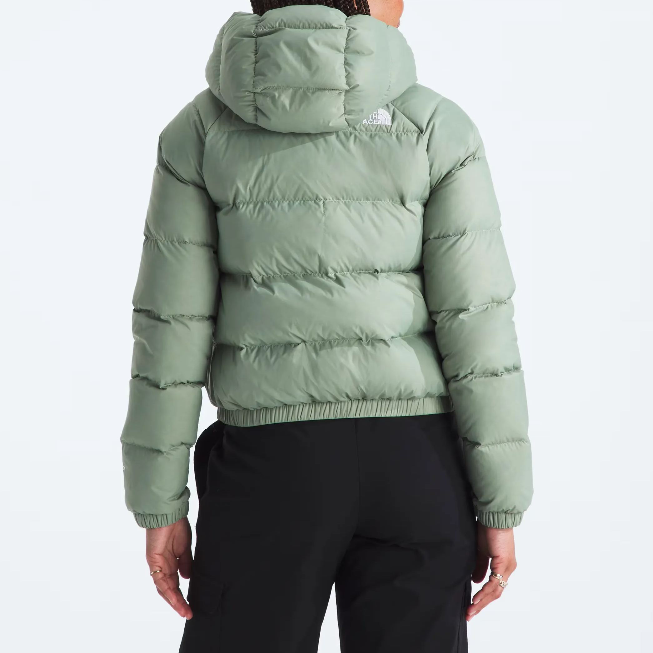 Women's Short Down Hoodie-Slate Moss