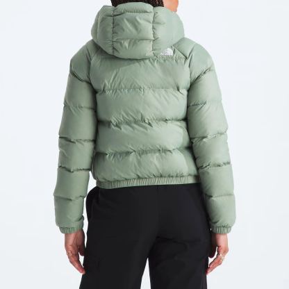 Women's Short Down Hoodie-Slate Moss