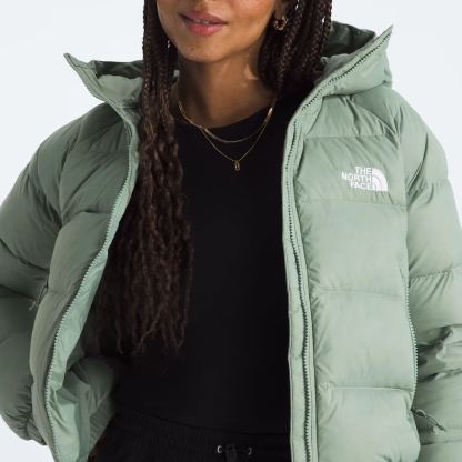 Women's Short Down Hoodie-Slate Moss
