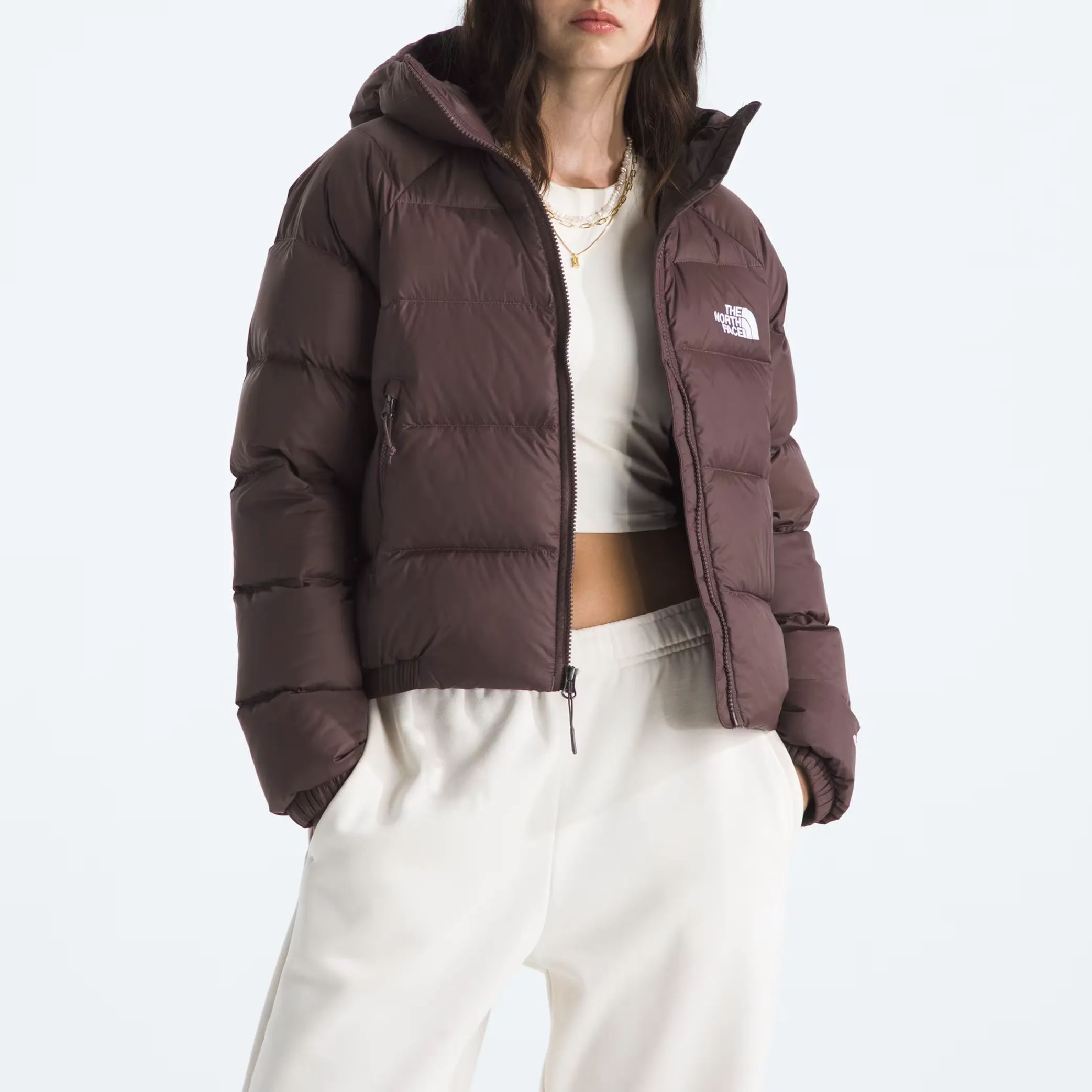 Women's Short Down Hoodie-Tawny Quartz