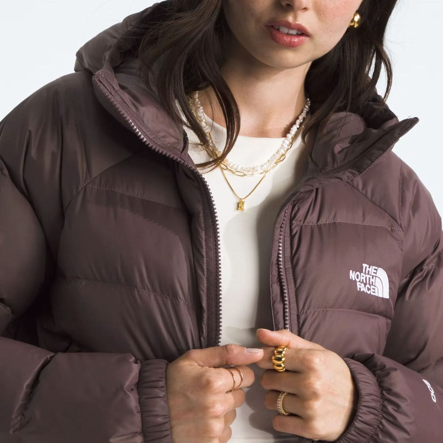 Women's Short Down Hoodie-Tawny Quartz