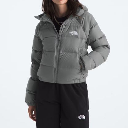 Women's Short Down Hoodie-Smoked Pearl