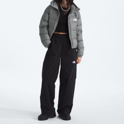 Women's Short Down Hoodie-Smoked Pearl