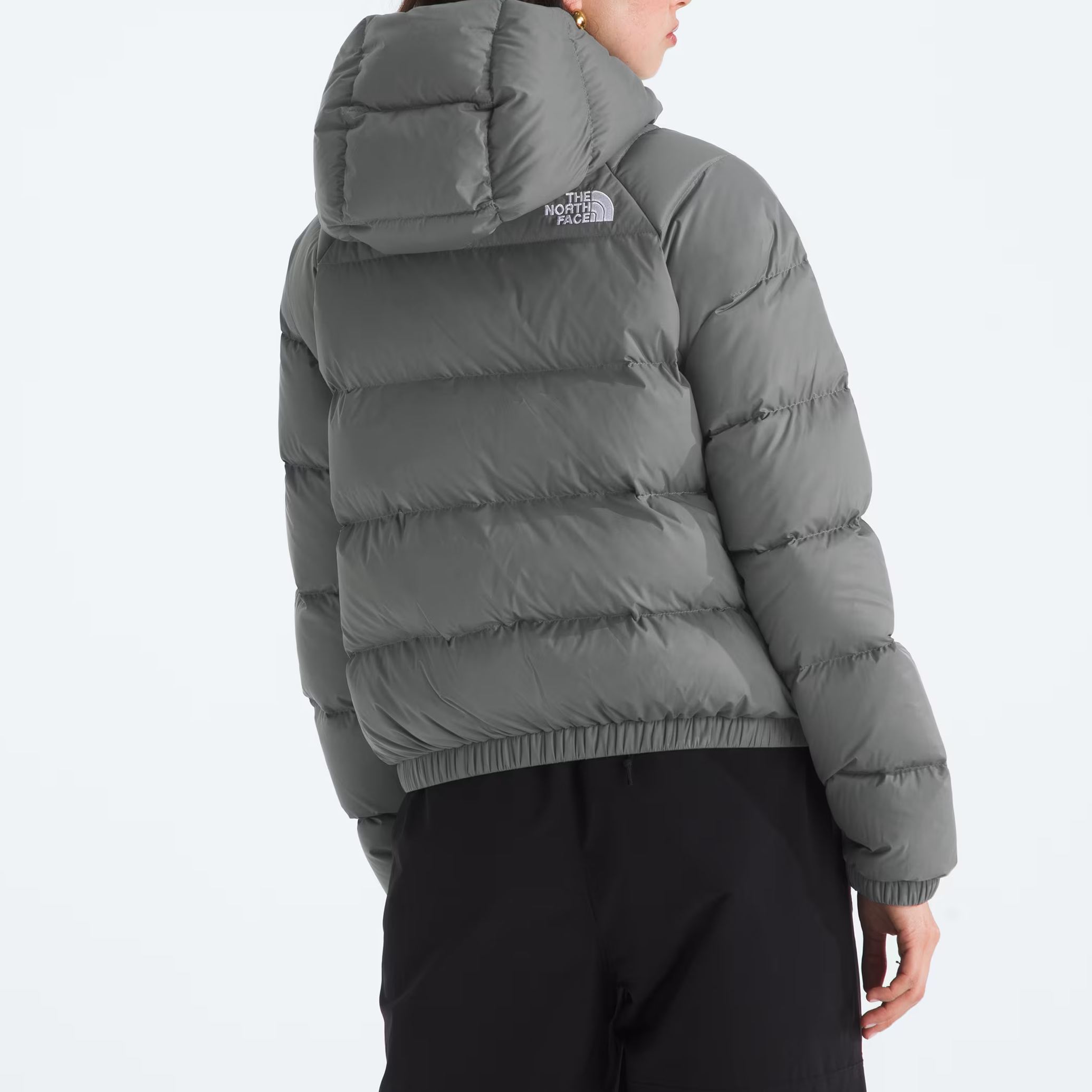 Women's Short Down Hoodie-Smoked Pearl