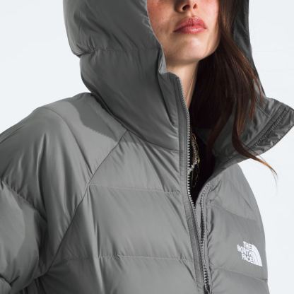 Women's Short Down Hoodie-Smoked Pearl