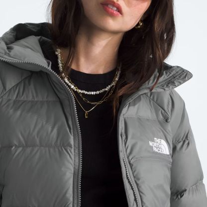 Women's Short Down Hoodie-Smoked Pearl