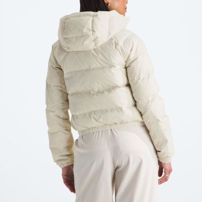 Women's Short Down Hoodie-White Dune