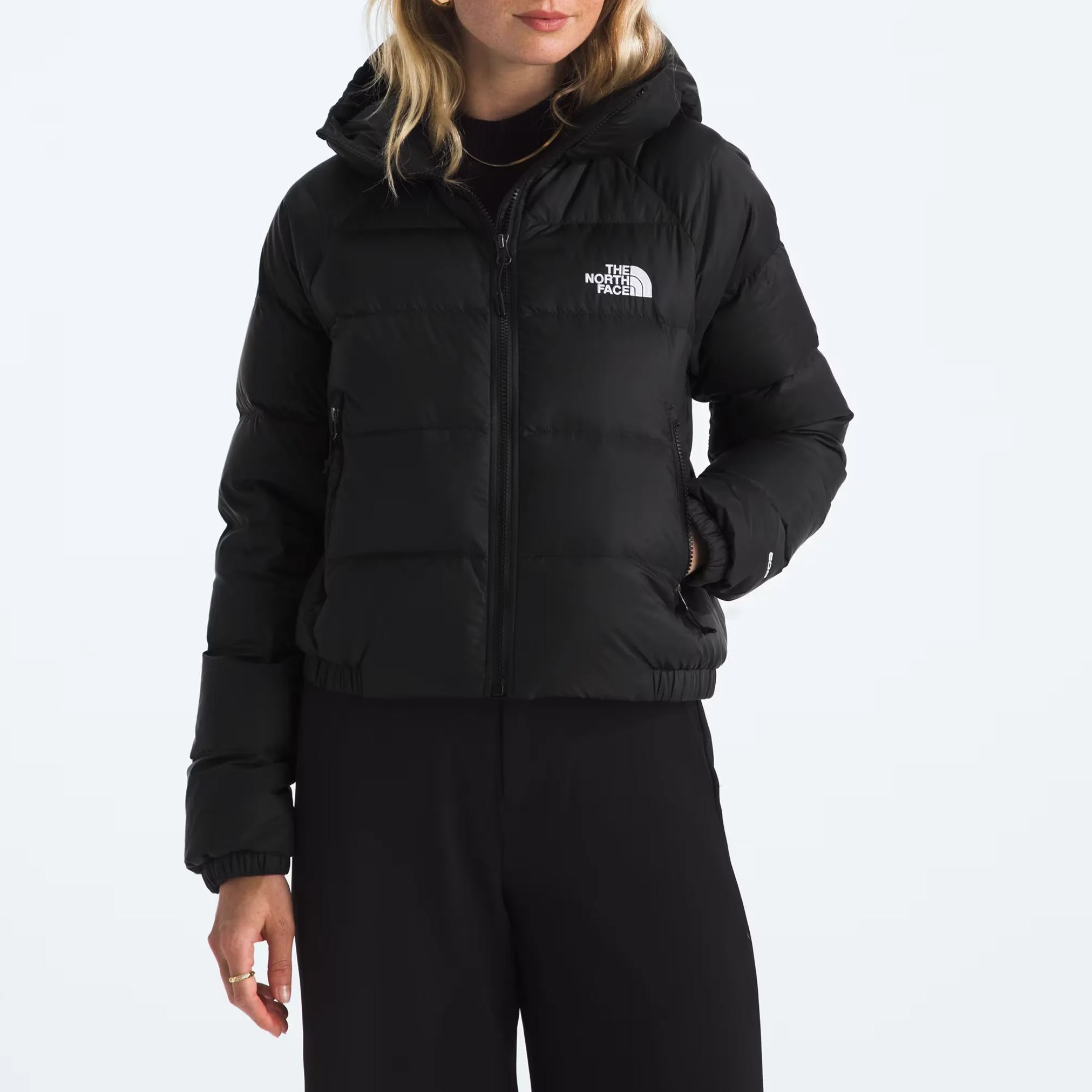 Women's Short Down Hoodie-TNF Black
