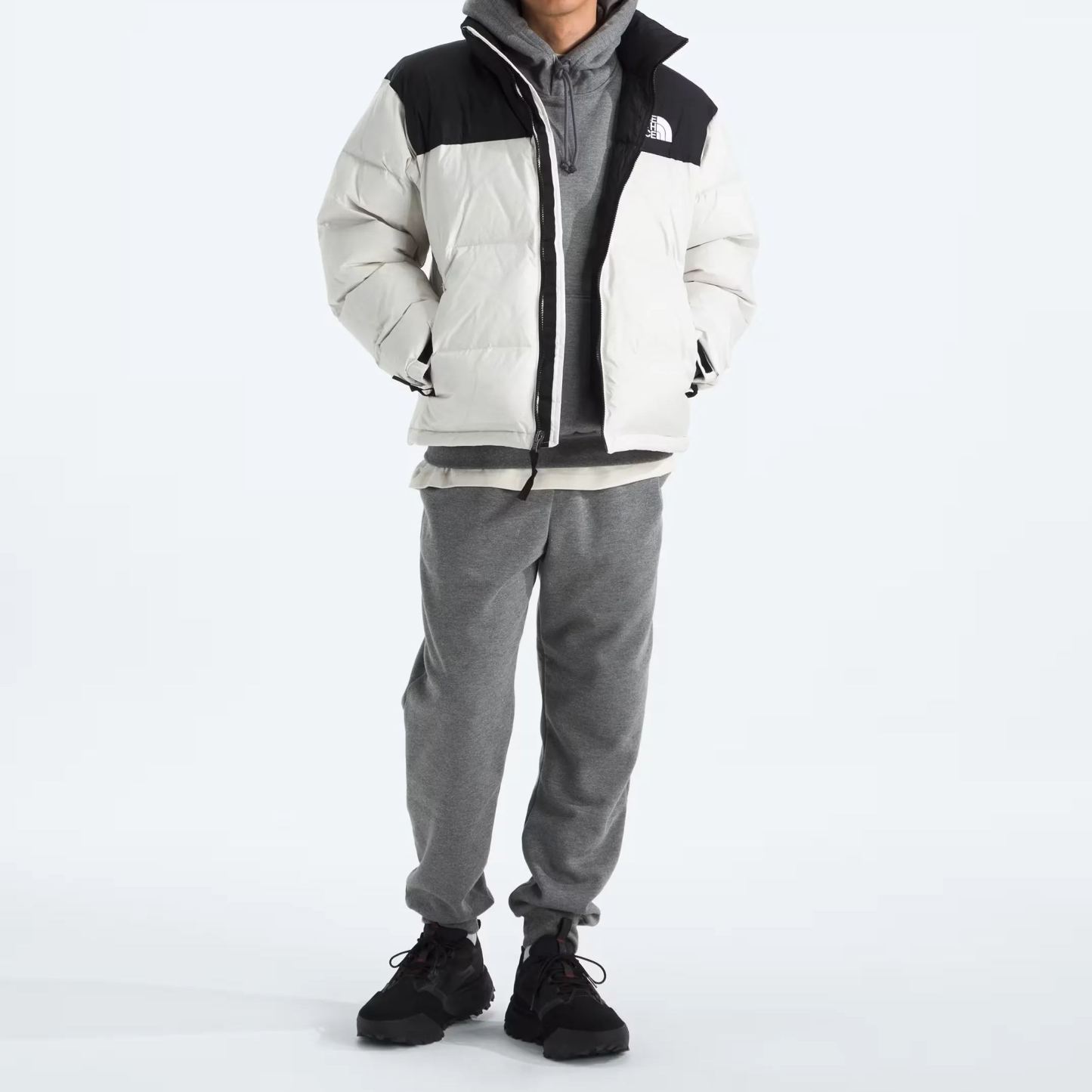 Men’s Retro Nuptse Jacket-White Dune/TNF Black/Recycled Down