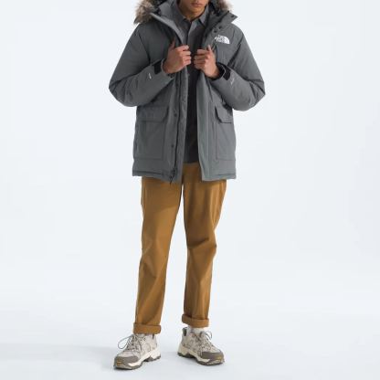 Men'S Frayed Hooded Down Jacket-Smoked Pearl