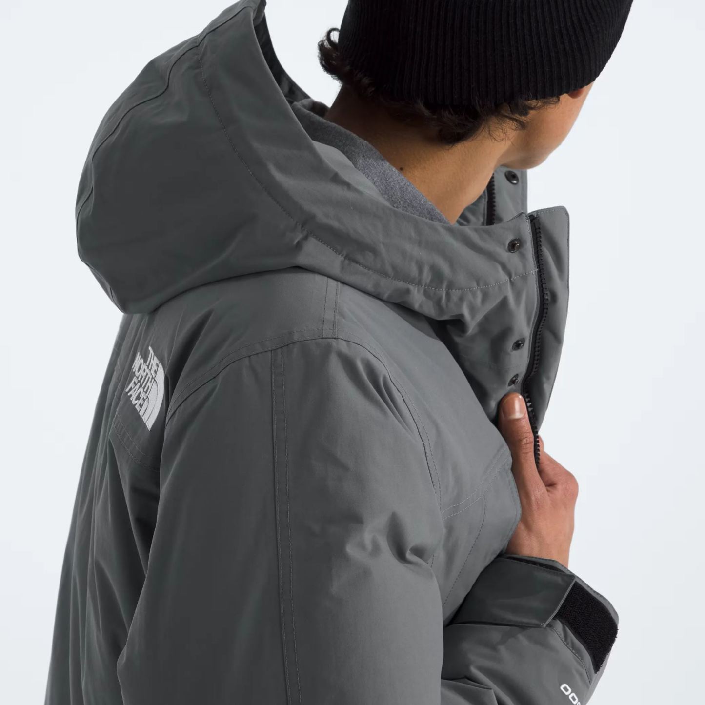 Men'S Frayed Hooded Down Jacket-Smoked Pearl