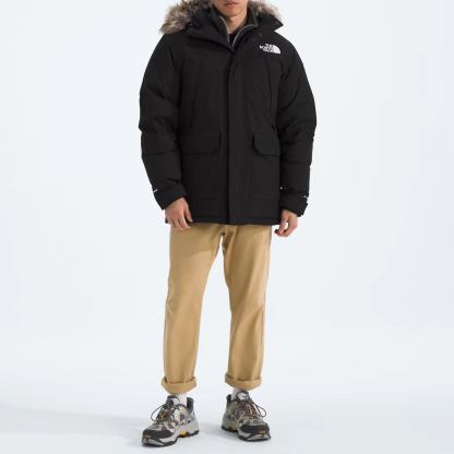 Men'S Frayed Hooded Down Jacket-TNF Black