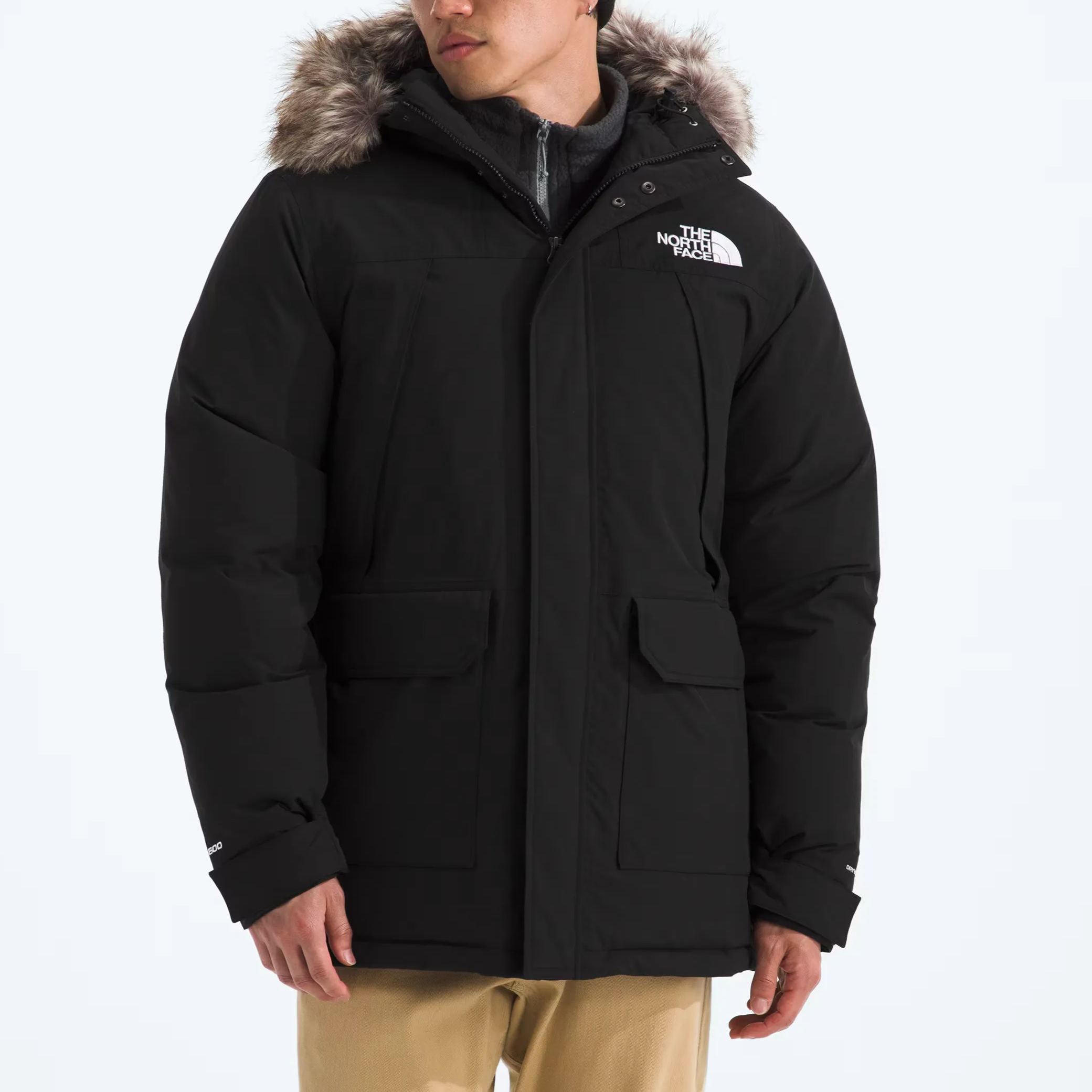 Men'S Frayed Hooded Down Jacket-TNF Black