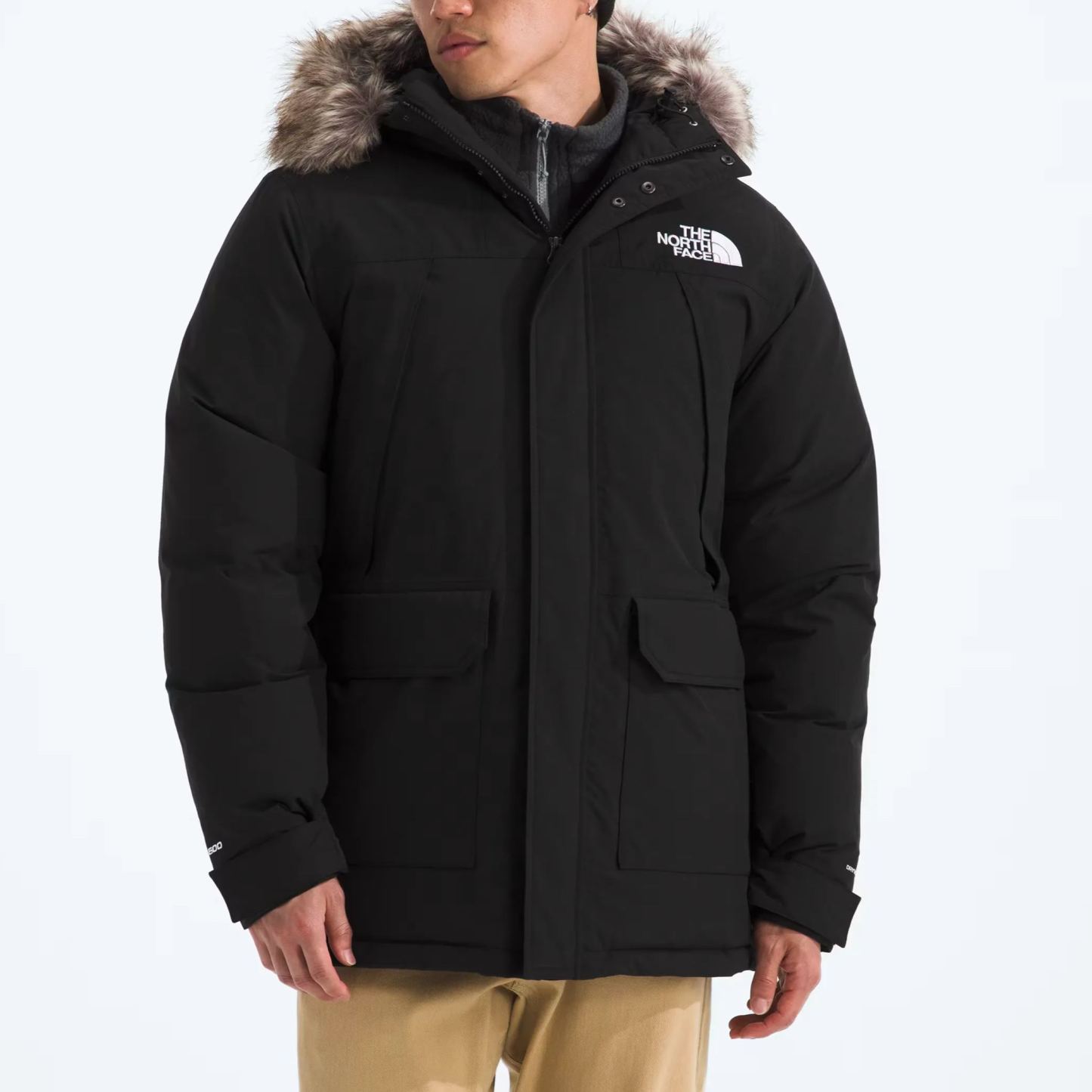 Men'S Frayed Hooded Down Jacket-TNF Black