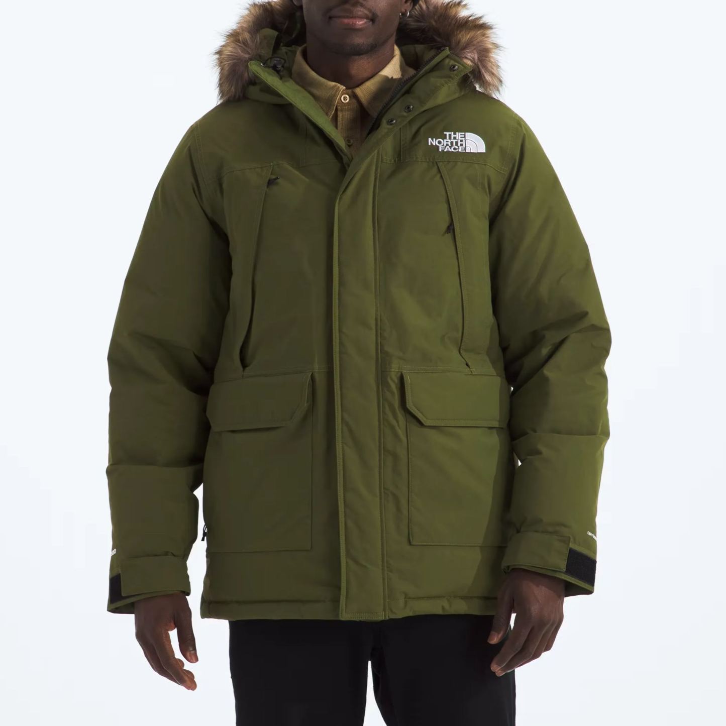 Men'S Frayed Hooded Down Jacket-Woodland Green
