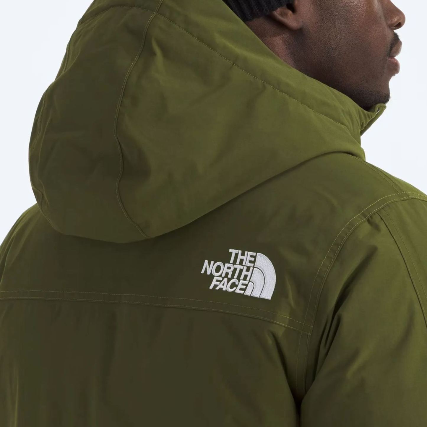 Men'S Frayed Hooded Down Jacket-Woodland Green