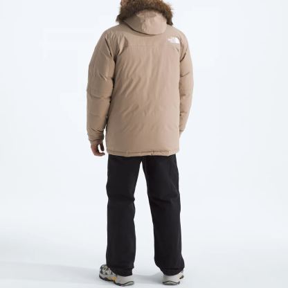 Men'S Frayed Hooded Down Jacket-Mushroom Grey