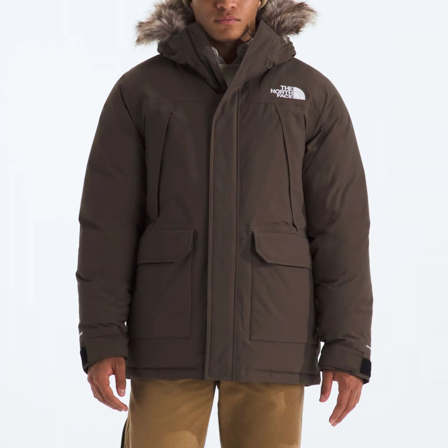 Men'S Frayed Hooded Down Jacket-Smokey Brown