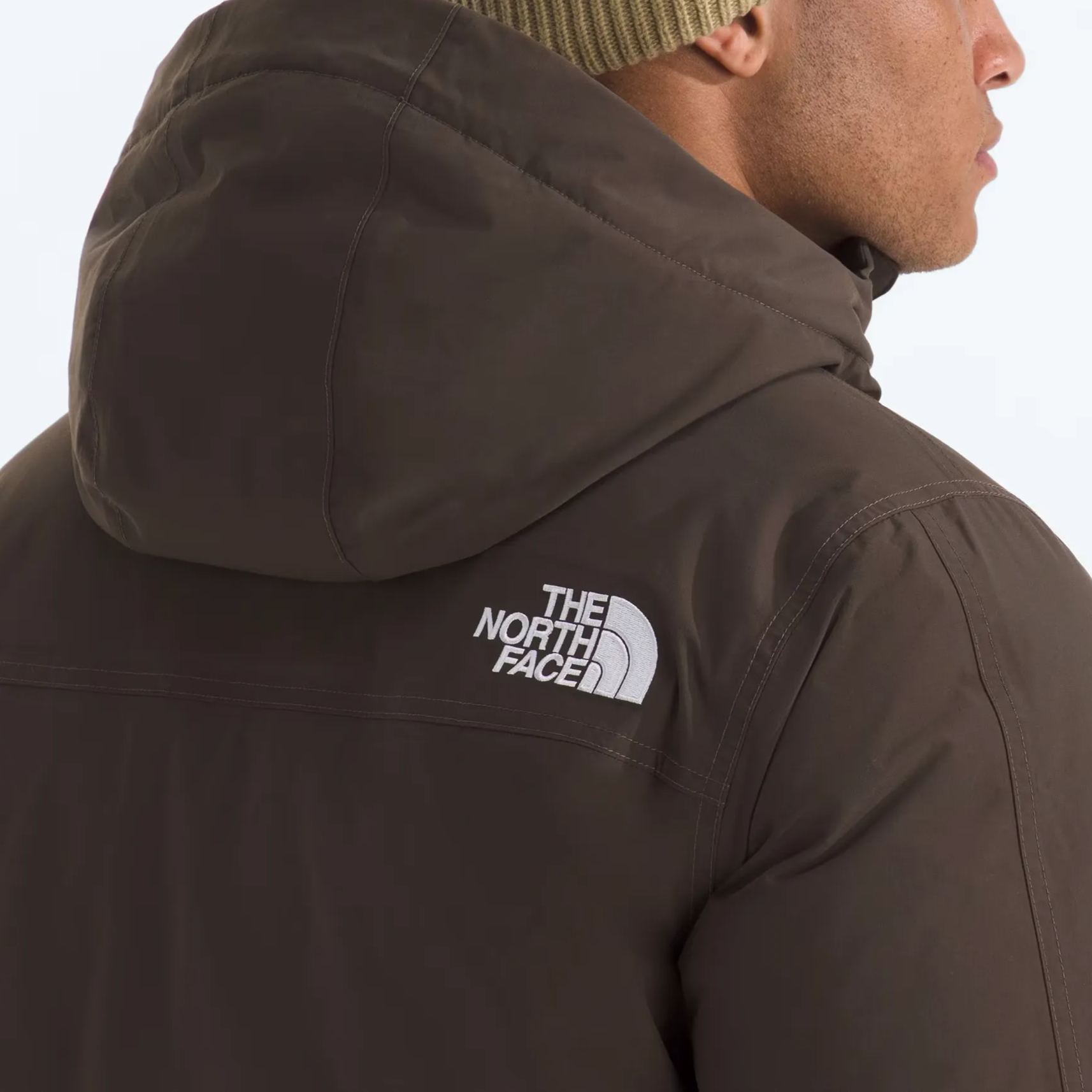 Men'S Frayed Hooded Down Jacket-Smokey Brown