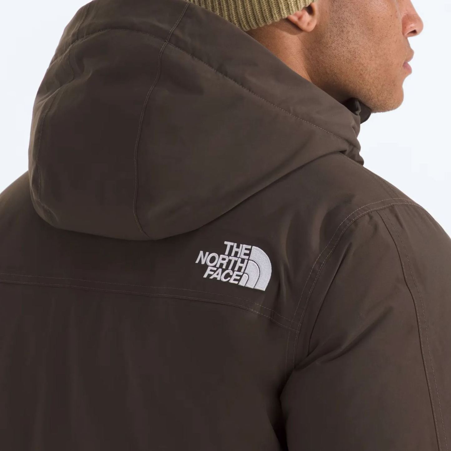 Men'S Frayed Hooded Down Jacket-Smokey Brown