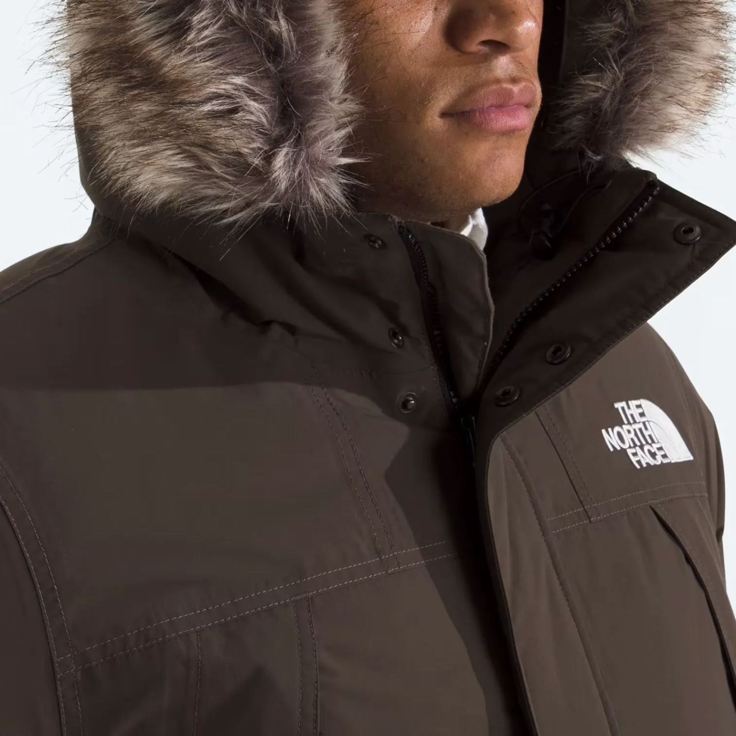 Men'S Frayed Hooded Down Jacket-Smokey Brown