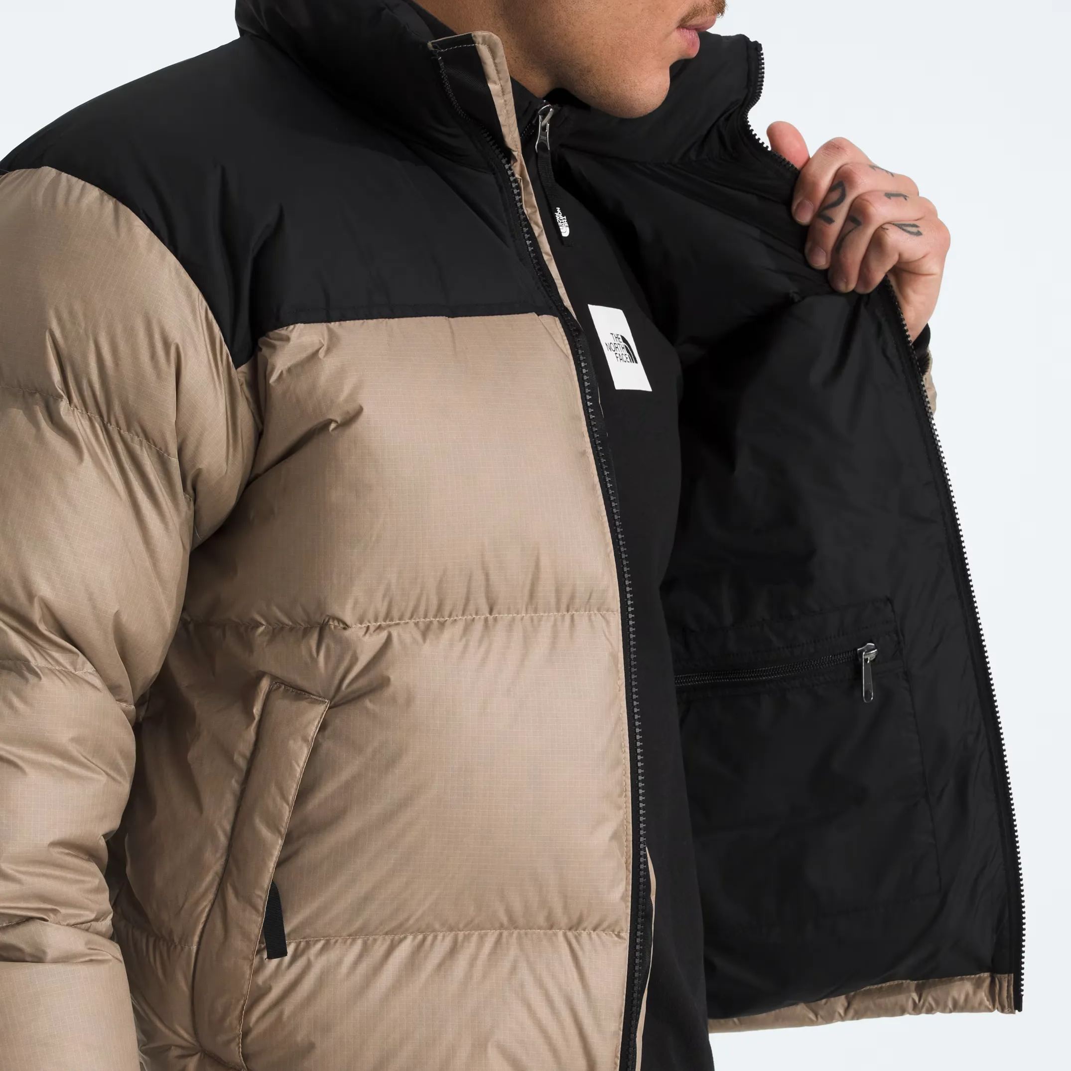 Men’s Retro Nuptse Jacket-Mushroom Grey/TNF Black
