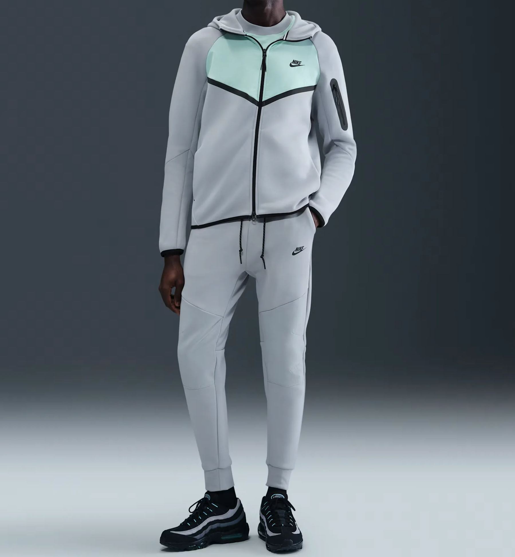 Men Fleece Full-Zip Jacket + Joggers Set