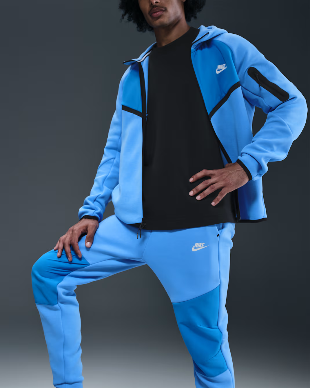 Men Fleece Full-Zip Jacket + Joggers Set