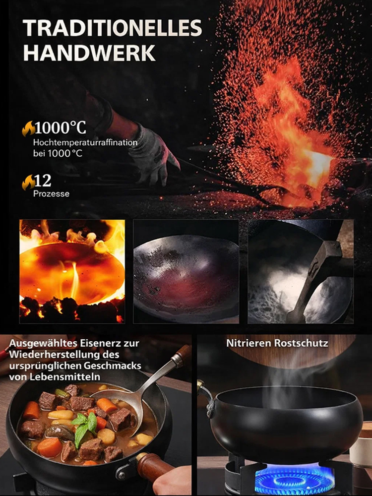Leichtgewichtige Multifunktions-Eisenpfanne mit Holzspatel für die ersten 100 Käufer