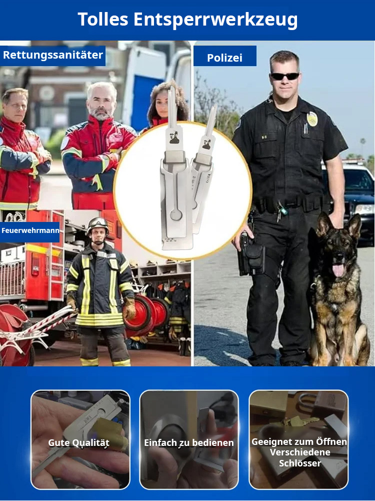 Haushalts-Not-2-in-1-Entsperrwerkzeug, kompaktes Schlossgerät zum schnellen Entsperren bei verlorenen Schlüsseln