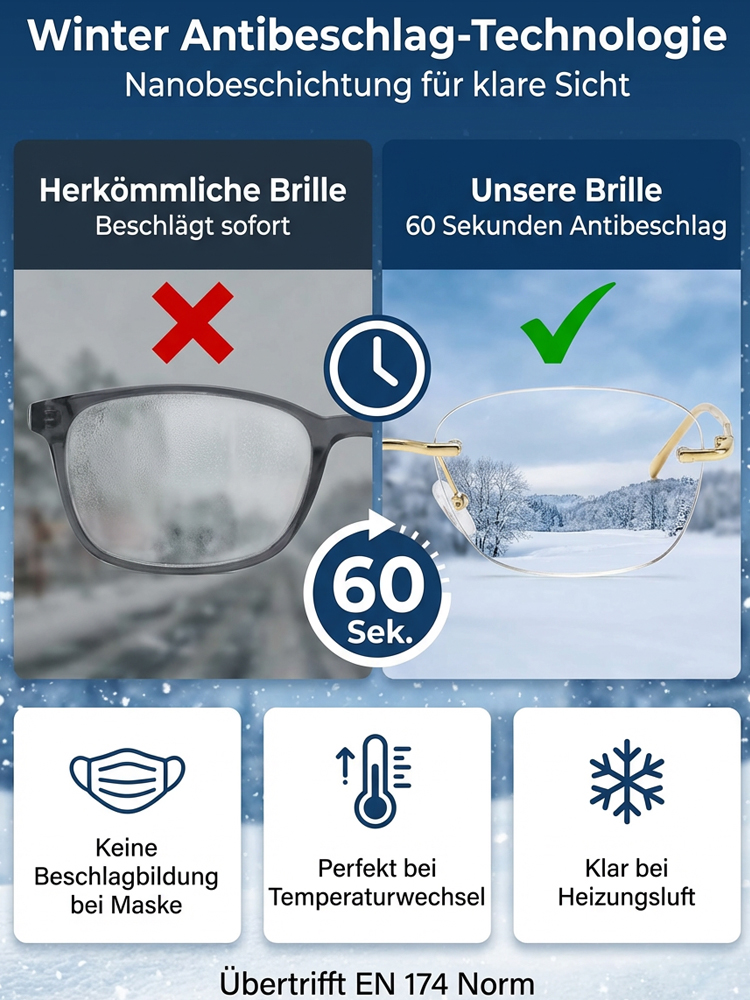 Jüngeres Design für alle, sofort scharf. 99,9% Blaulichtfilter + Sonnenbrille. Lebenslange Garantie.