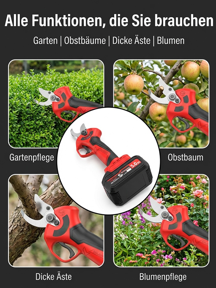 ⚡Deutschlands modernste Profi-Gartenschere.1880 Watt Power, 0,1-Sekunden-Schnitt, 500 % mehr Effizienz.